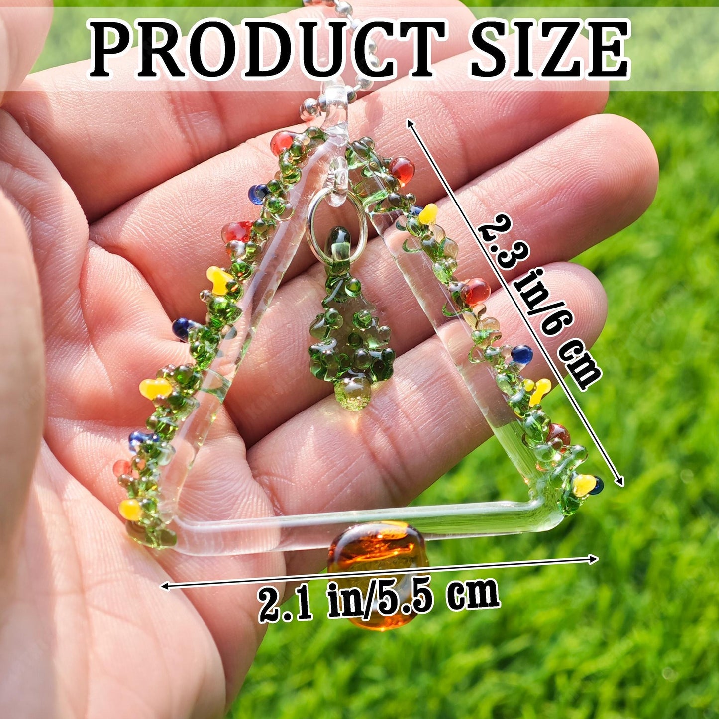 Handmade Glass Christmas Tree Ornament – Holiday Suncatcher with Festive Colors