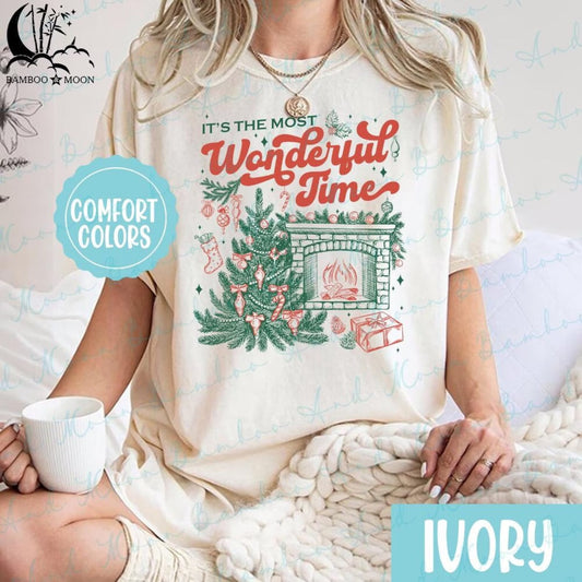 It’s the Most Wonderful Time” Christmas Graphic Tee – Cozy Comfort Colors Holiday T-Shirt