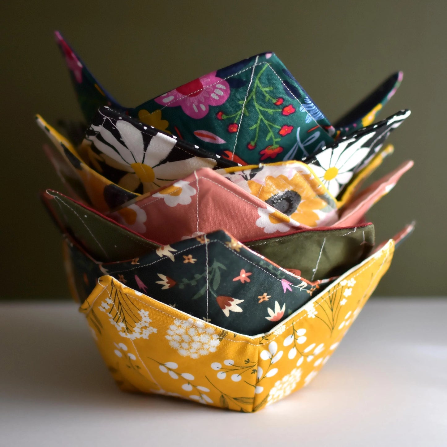 Microwave Bowl Cozy – Reversible Cotton Fabric Soup Bowl Holder | Multiple Prints Available | Handmade Kitchen Gift
