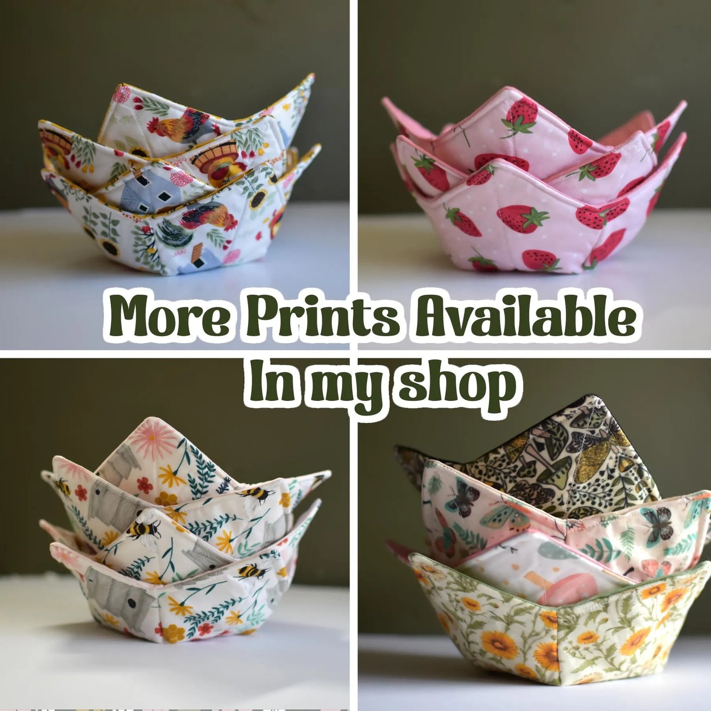 Microwave Bowl Cozy – Reversible Cotton Fabric Soup Bowl Holder | Multiple Prints Available | Handmade Kitchen Gift