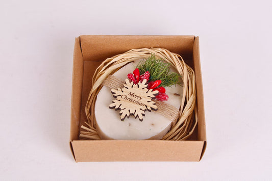 Handmade Christmas Soap Gift – Holiday Scented Bar with Festive Packaging