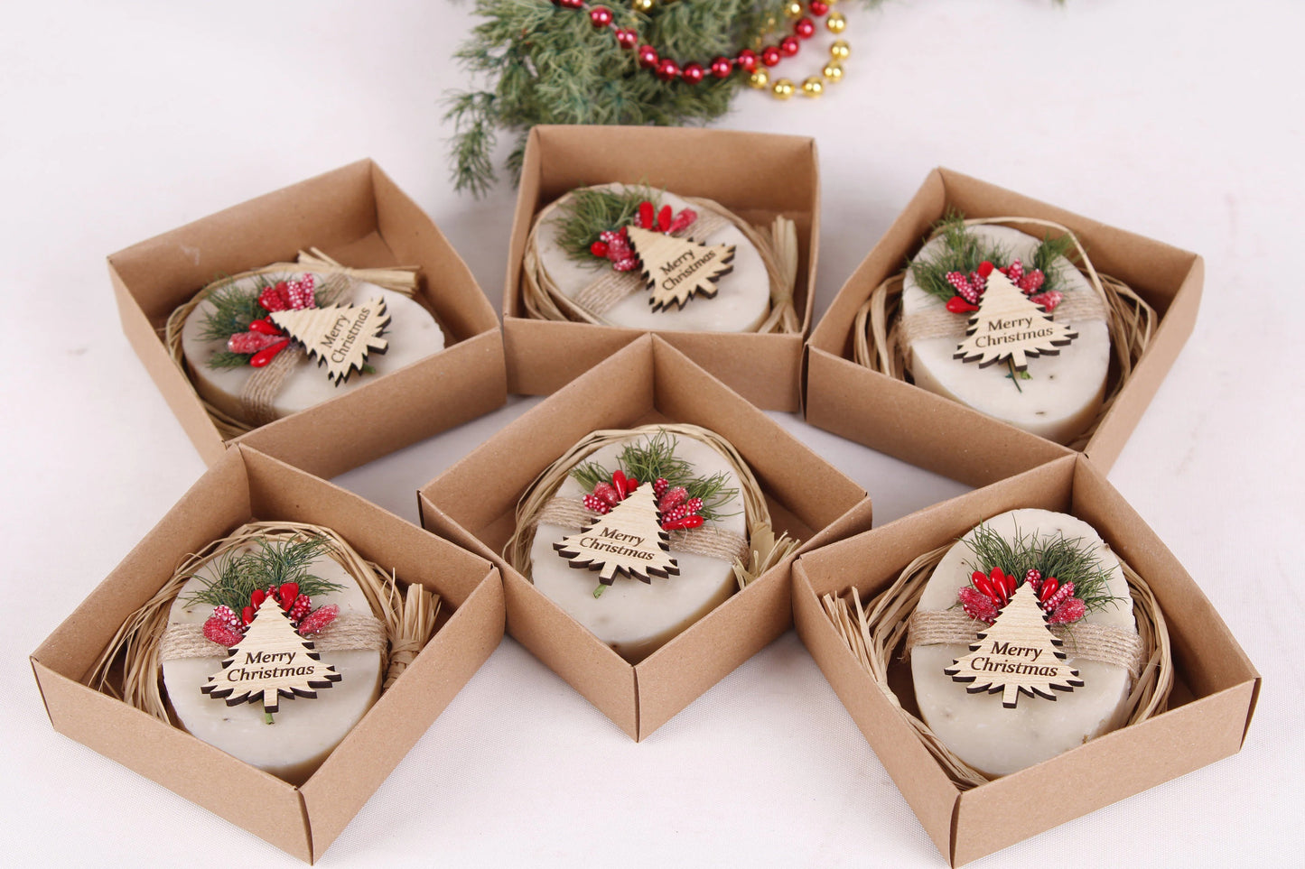 Handmade Christmas Soap Gift – Holiday Scented Bar with Festive Packaging