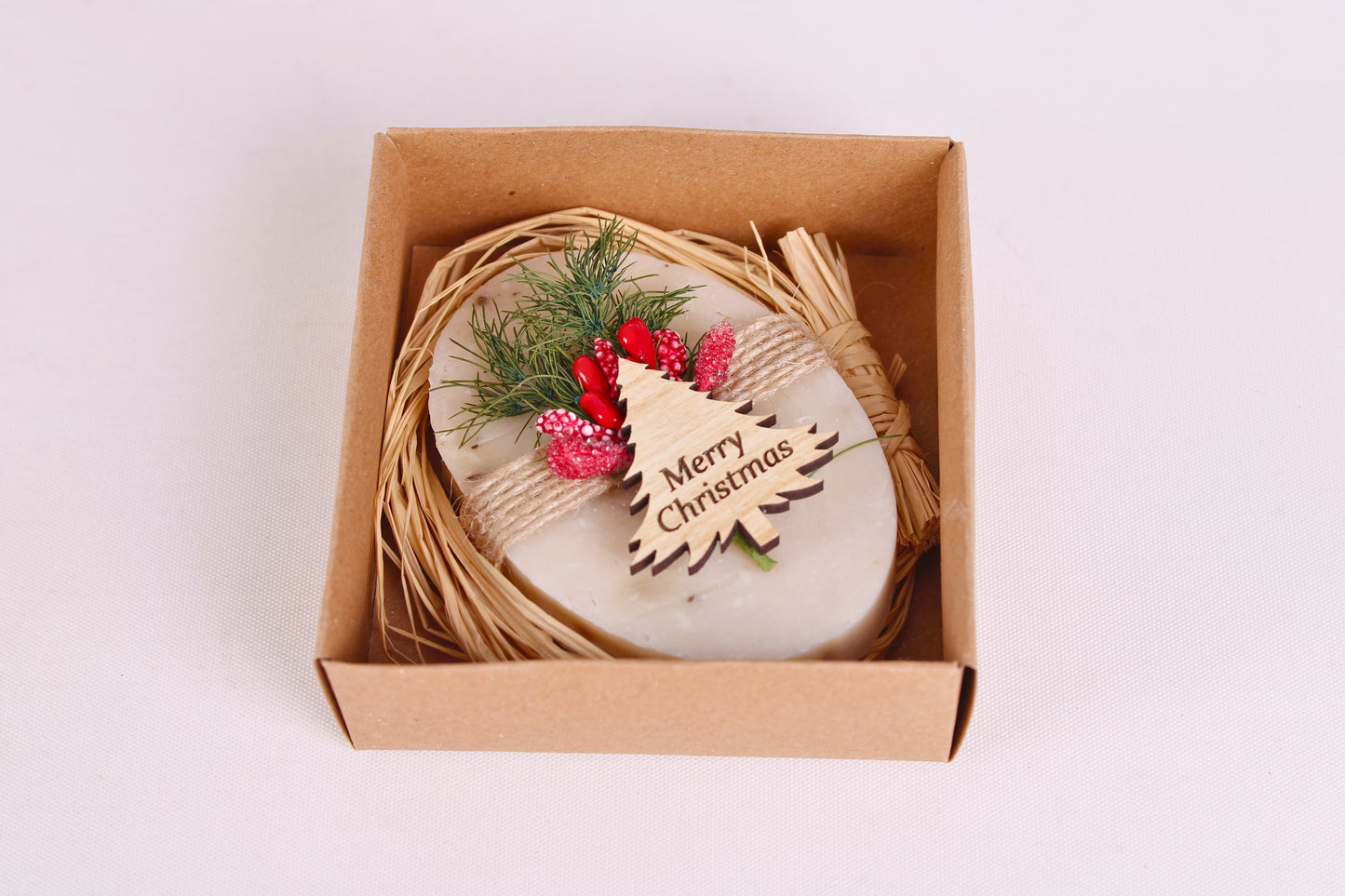 Handmade Christmas Soap Gift – Holiday Scented Bar with Festive Packaging